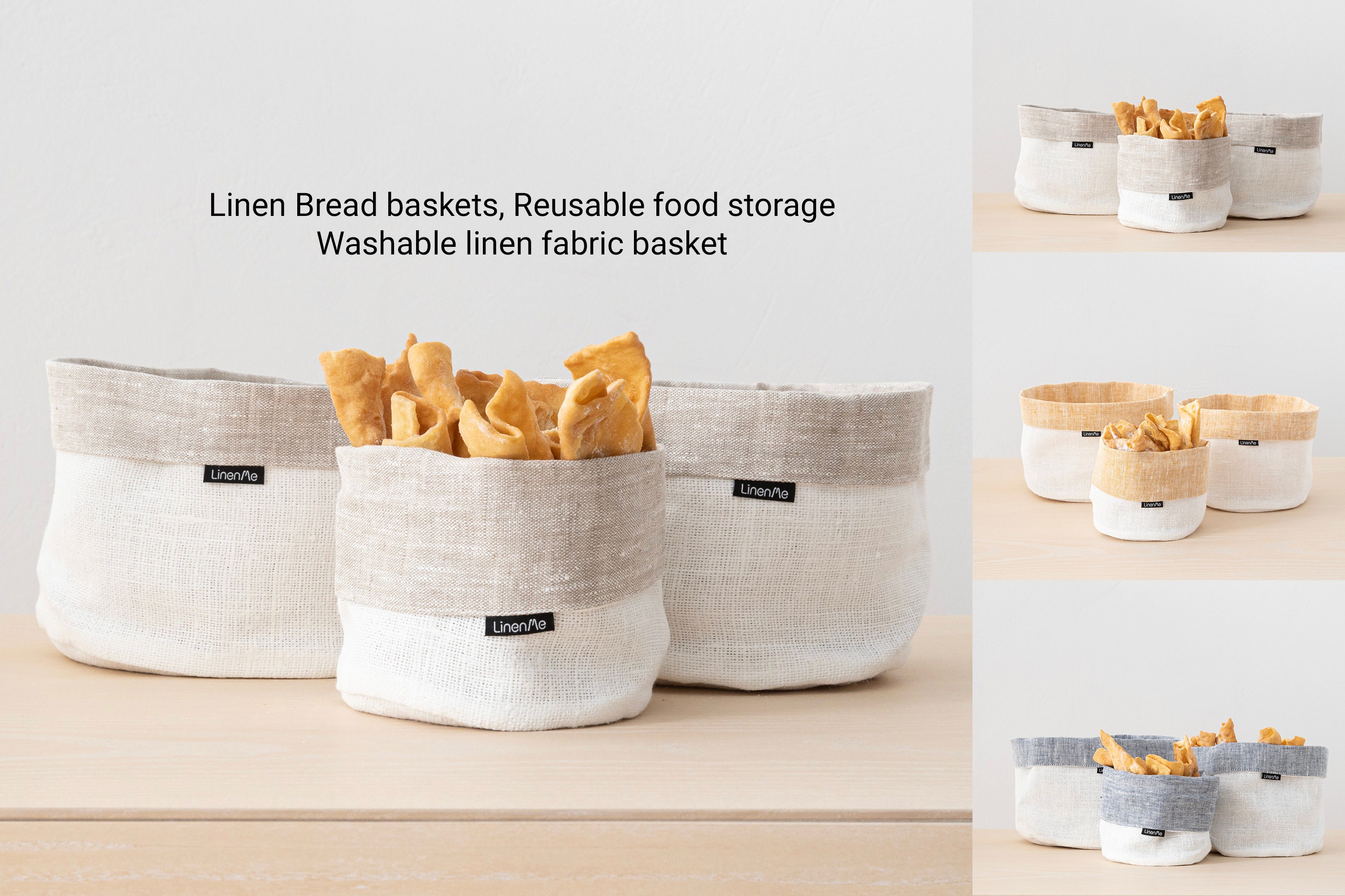 Linen Bread Basket, Organic Food Storage, Plant Pot Linen Bag, Cloth Bread  Basket, Reusable Food Storage Bag, Washable Linen Bread Basket 