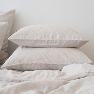 Linen Pillow Case Natural Pinstripe * Standard, Euro, King and other sizes * Prewashed * Envelope Style