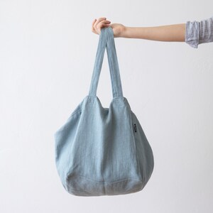 Linen Beach Bag in Stone Blue and Other Colours. Linen Market - Etsy