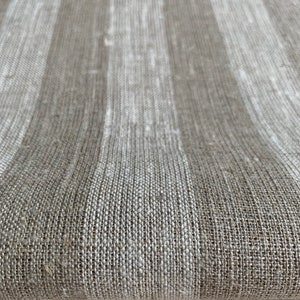 Striped Linen fabric by the yard or meter in Neutrals, heavy weight. Linen fabric for decor pillows, upholstery, curtain. CLEARANCE