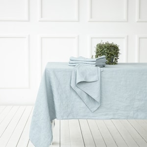 Washed Linen tablecloth in Various colours. Round, square, rectangular table linens. Heavy weight, plain weave. Custom size image 2