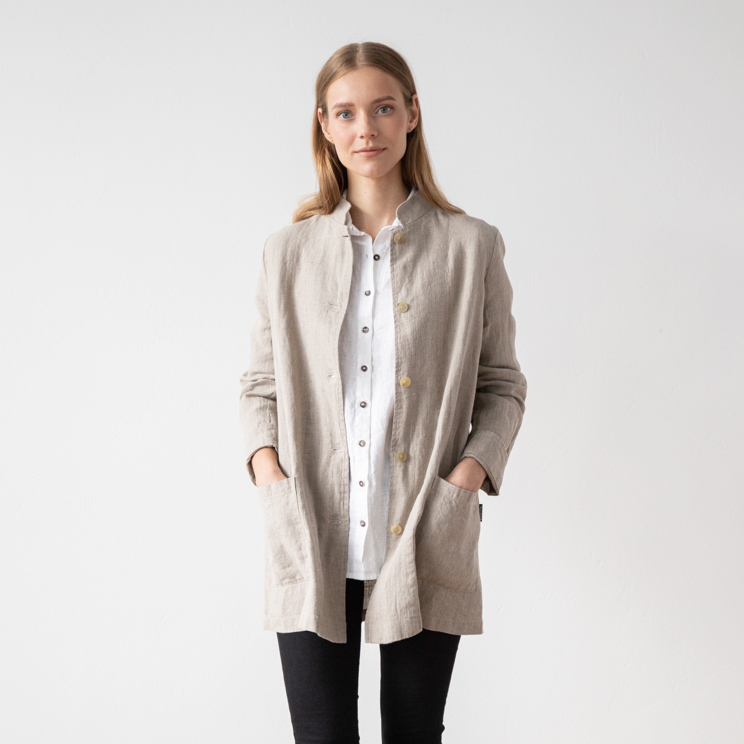 Structured Linen Jacket Washed Heavy Linen Jacket in Natural Paolo. Super Soft Linen Jacket ...