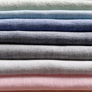 Washed Melange Linen fabric by the yard or meter Various Colors. 165 gr/m2. Any length linen fabric. Linen for clothing, bedding, curtains