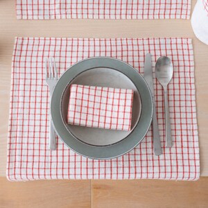 Hand made Graphic Check Washed Linen napkins in Blue White. Plain Weave, Highest quality Linen Napkin any Quantity. Large size Napkins image 7