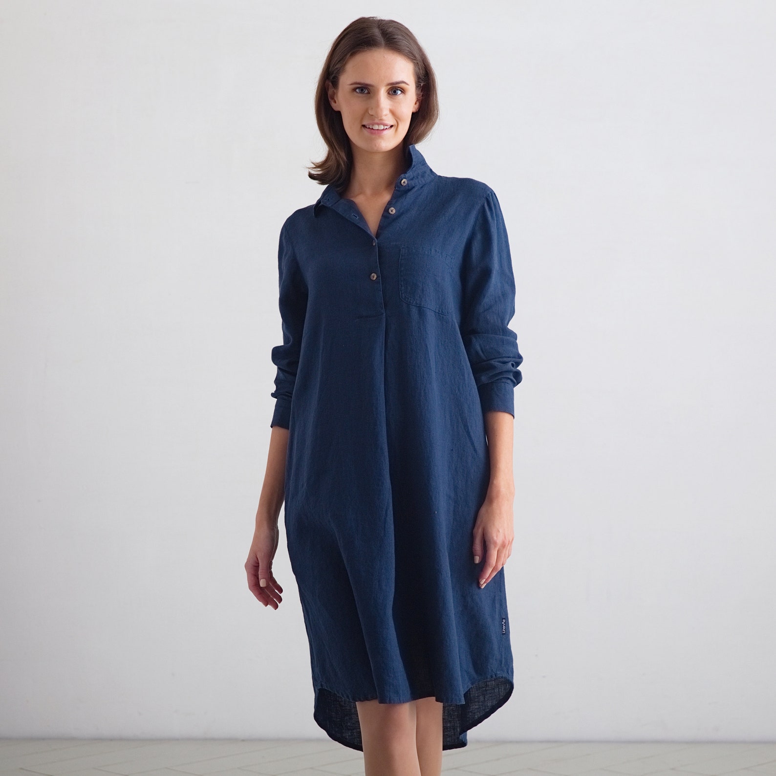 Linen Shirt Dress in Indigo Blue. Linen Clothing for Women in | Etsy