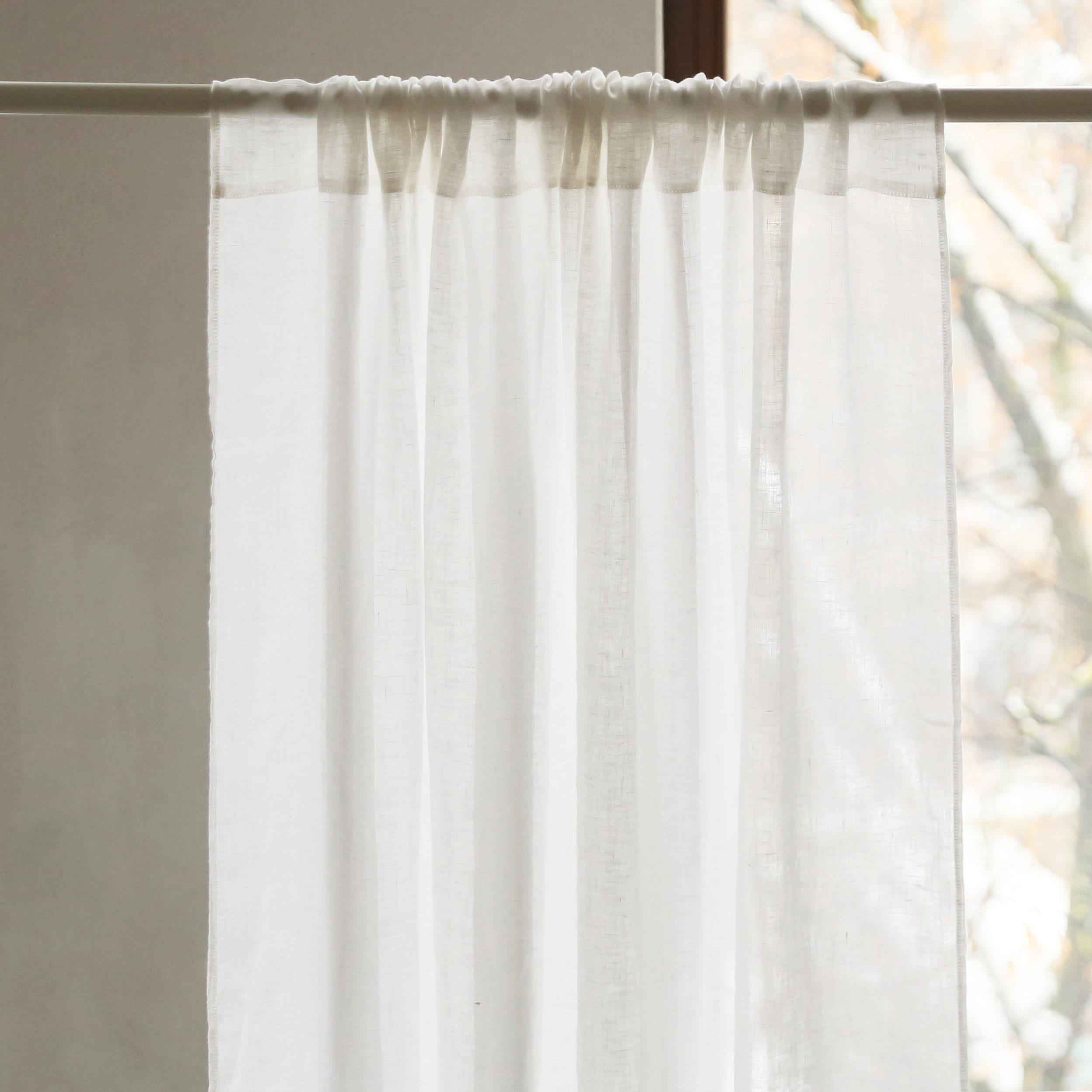 Rod Pocket Sheer Linen Curtain Panel Prewashed. Pure European - Etsy