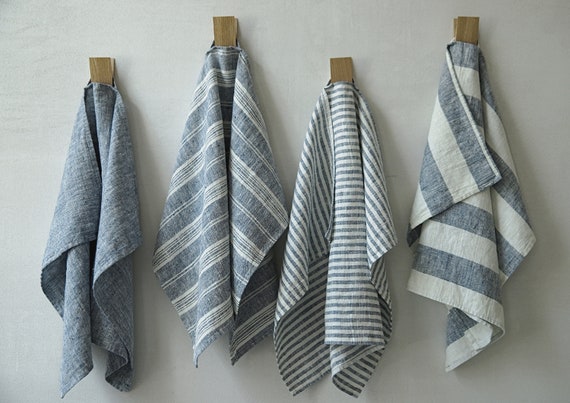 Teal And White Striped Tea Towel Sets