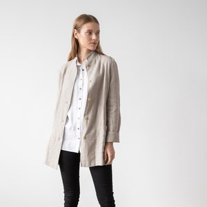 Washed Heavy Linen Jacket in Natural Paolo. Super soft linen jacket with pockets and buttons. European flax certified linen