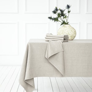 Washed Linen tablecloth in Various colours. Round, square, rectangular table linens. Heavy weight, herringbone weave. Custom size image 2