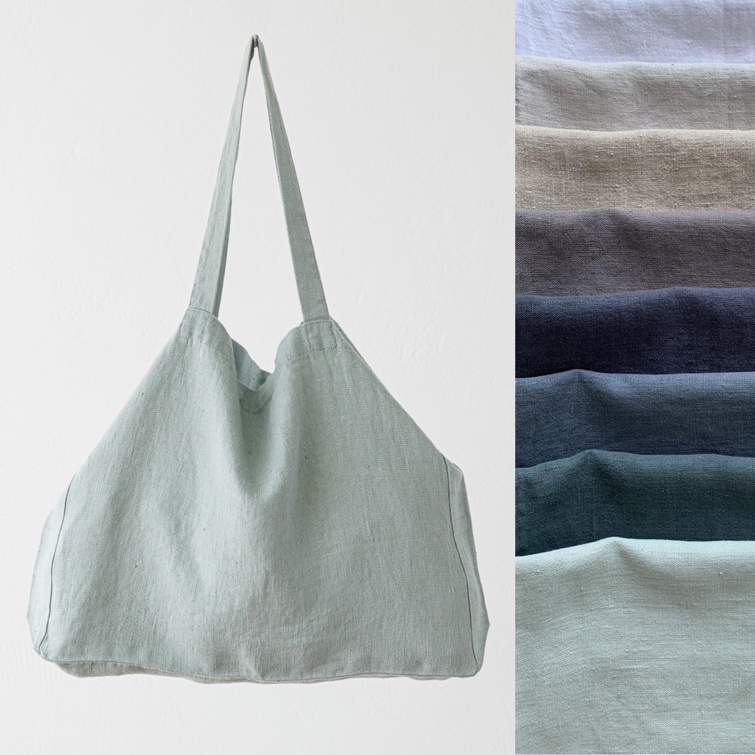 Heavy Linen Bag in Various Colors, Linen Market Bag, Linen Hand