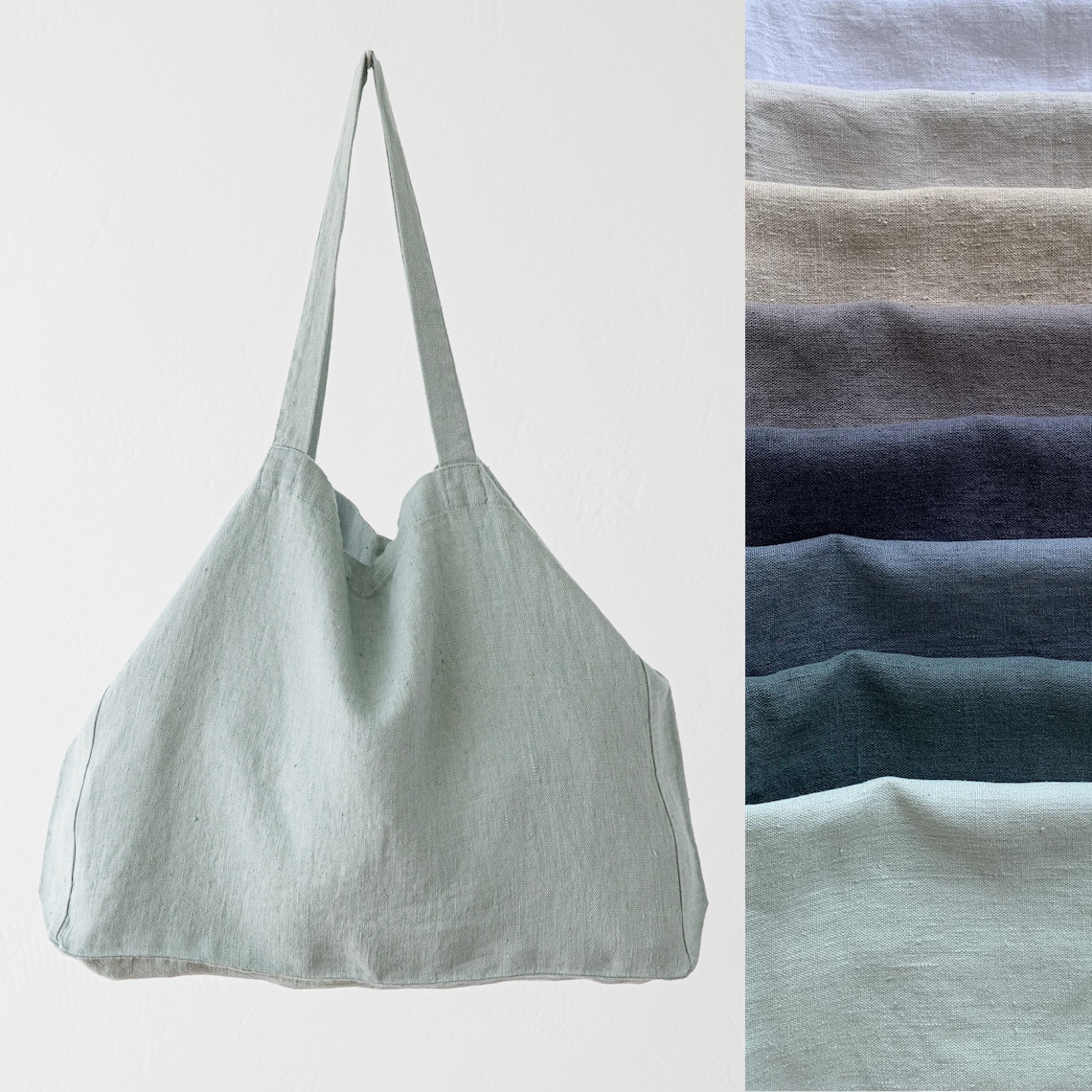 Heavy Linen Bag in Various Colors Linen Market Bag Linen Etsy
