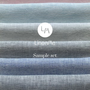 Sample Set of Pinstripe Linen Fabric. Linen fabric swatch. 165 gr/m2