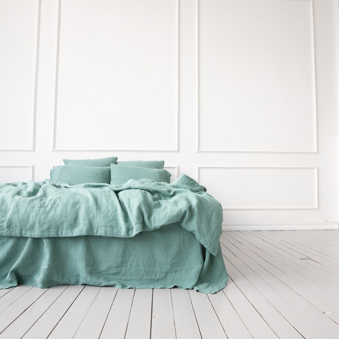 Moss Green Linen Fitted Sheet King Queen Custom Size Bed Etsy