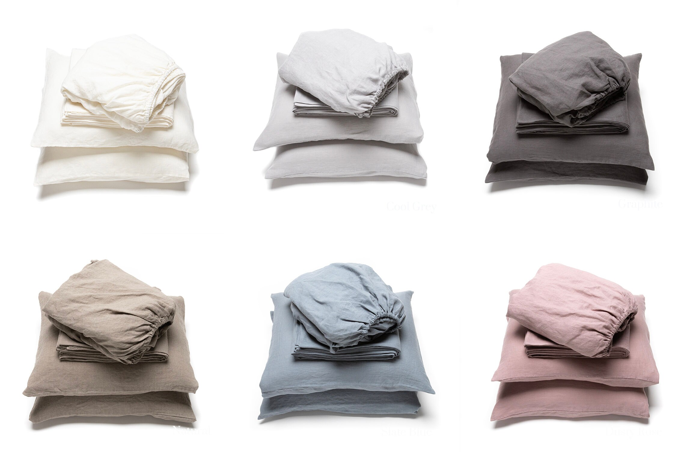 Washed Linen Sheet Set in 6 Colours. Fitted Sheet Flat Sheet Etsy