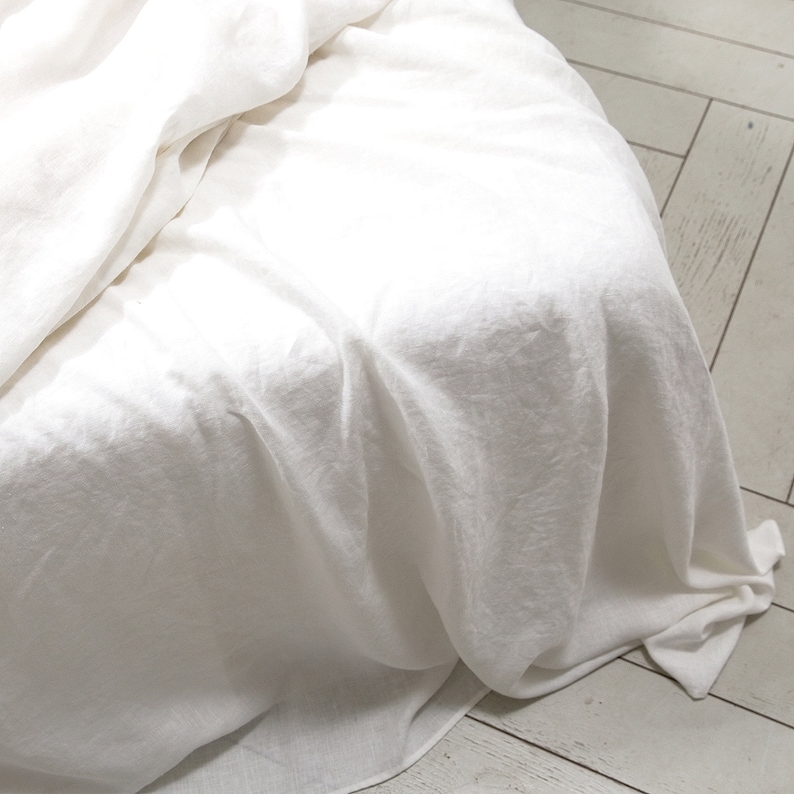 Linen Flat Sheet in Off White. Washed linen. Queen King linen Etsy