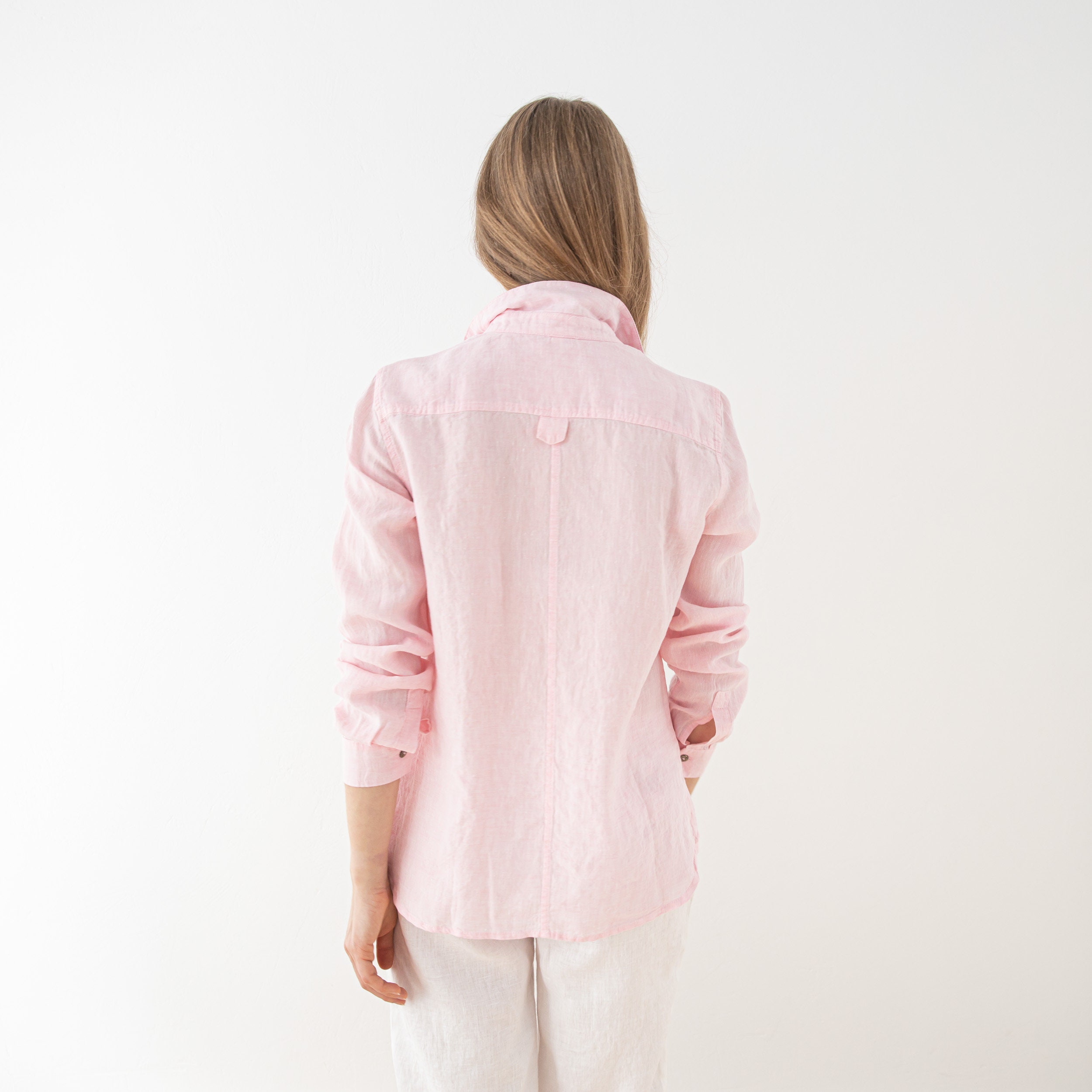 Linen Shirt Navy Melange. Loose-fitting Shirt With Full Length | Etsy