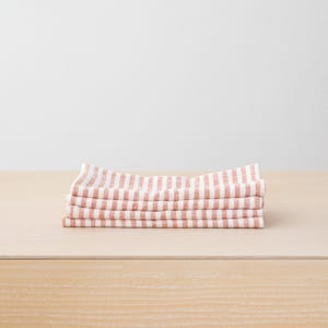 Striped Linen Napkins in Brick White. Washed Heavy Linen Napkin any Quantity. Christmas Table Linen. Large size Napkins