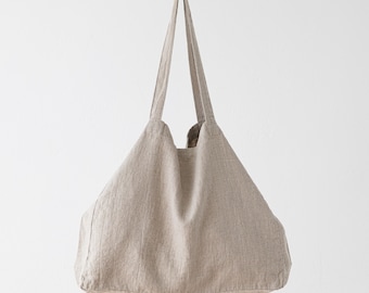 Heavy Linen Bag in Natural, Linen Market Bag in Natural, Linen Hand Bag, Linen Beach bag, Washed Linen bag for summer. READY TO SHIP.