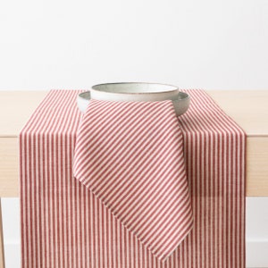 Striped Linen Cotton Mix Napkins for Christmas Table, Red Striped Linen Napkins. Medium weight Napkin any Quantity. Large size Napkins. image 2