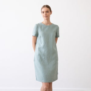 Linen Dress Isabella Various Colors. Straight Silhouette With Hidden ...