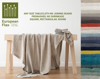 Stone Washed Linen tablecloth in Various colours. Any size and width up to 100" width, any length,  no seams.  Round, square, rectangular.