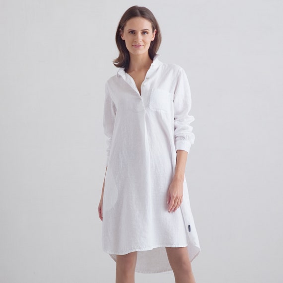 Vestido de verano lino en blanco. Ropa de lino para - Etsy España