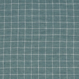Linen Check fabric by the yard or meter. Width 275 cm / 108". Any length linen fabric. Washed linen fabric for bedding, curtains,table linen