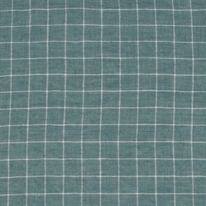 Linen Check fabric by the yard or meter. Width 275 cm / 108&quot;. Any length linen fabric. Washed linen fabric for bedding, curtains,table linen