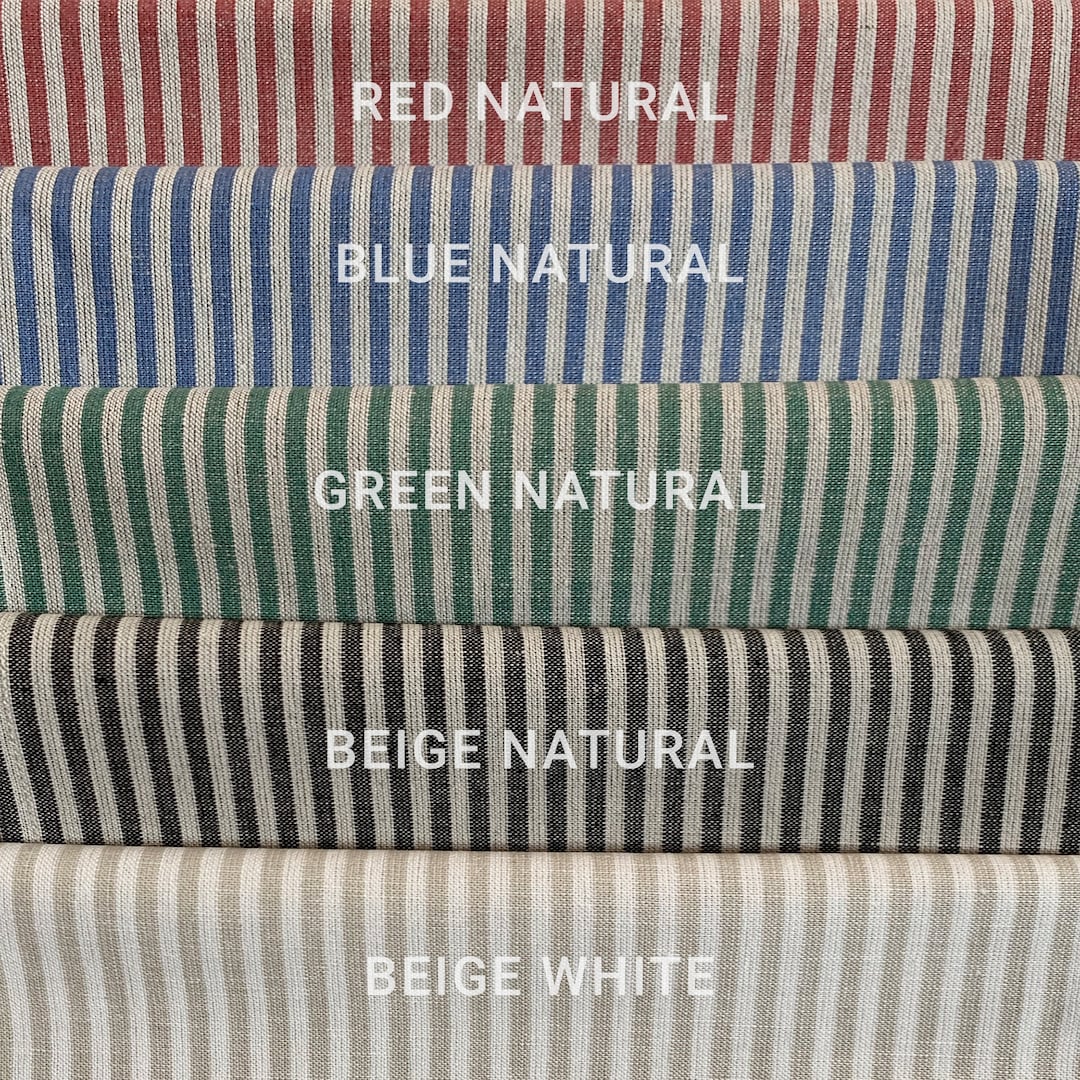 Striped Linen Cotton Mix Fabric by the Yard or Meter Medium Etsy