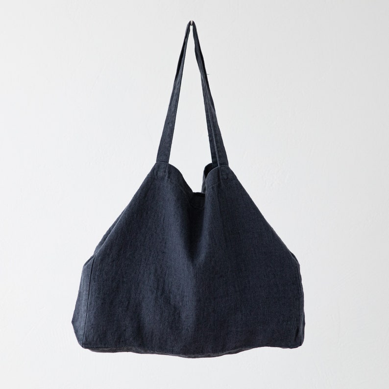 Grey Heavy Linen Bag. Anthracite Linen Market Bag Dark Grey - Etsy