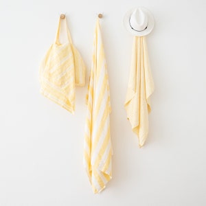 Heavy Weight Linen Beach Towels in Various colours. Striped Linen Beach Sheet. European linen, Super Absorbent. Huckaback linen