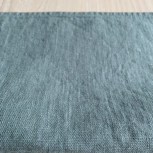 Plain Heavy Weight Linen fabric by the yard or meter in Marine Blue, Spa Green, Balsam Green . Linen fabric for bags, linen clothing image 6