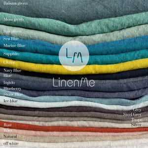 Sample Set of Stone Washed Linen fabric. Wide Linen fabric for bedlinen, curtains and table linen, 275cm width