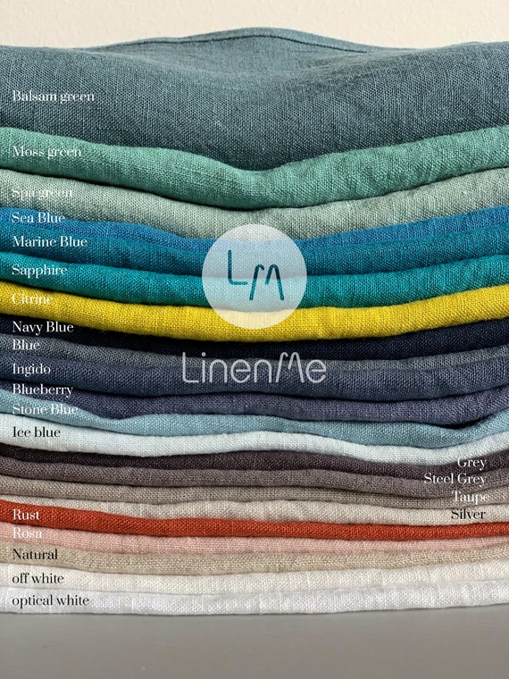 Sample Set of Stone Washed Linen fabric. Wide Linen fabric for bedlinen, curtains and table linen, 275cm width