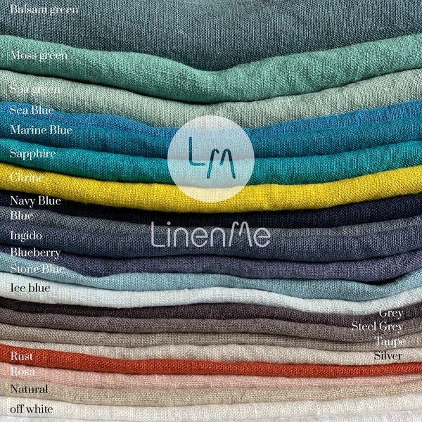 Set campione di tessuto in lino lavato a pietra. Tessuto di lino largo per lenzuola, tende e biancheria da tavola, larghezza 275 cm