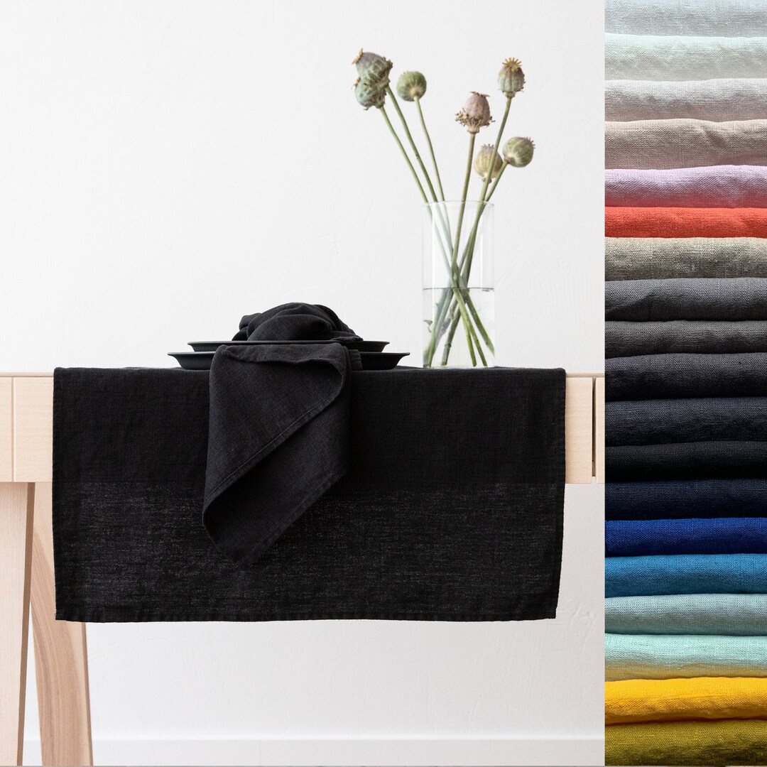 Linen Table Runner in 30 Colors, Washed Heavy Weight Linen, 280 Gr/m2 ...
