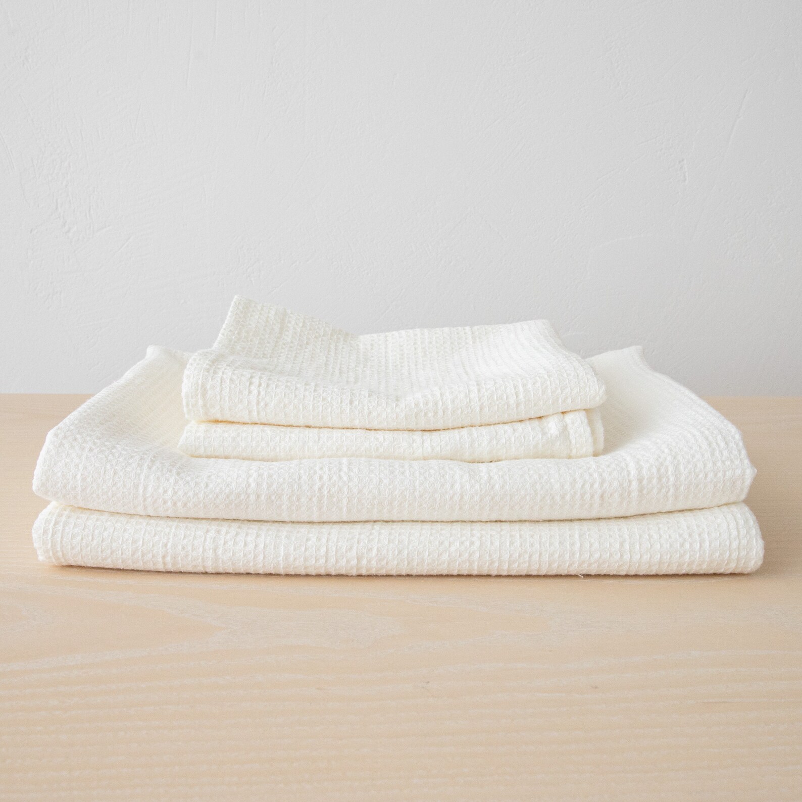Washed Linen Cotton Mix Waffle Towels in off White Ivory Etsy