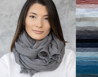 Washed Linen Summer Scarf. Softened linen scarves in 27 colours. Hand made from 100% European linen. READY TO SHIP