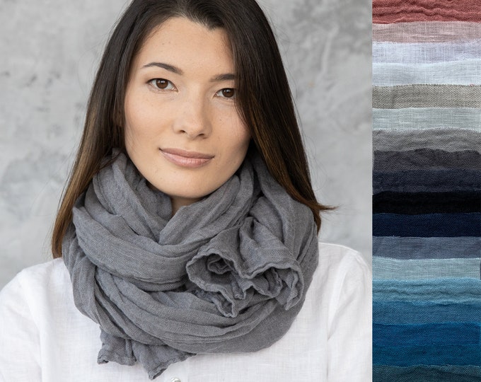 Washed Linen Summer Scarf. Softened linen scarves in 27 colours. Hand made from 100% European linen. READY TO SHIP