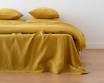 Drap plat en lin lavé à la pierre en antique. PAS DE COUTURE. King, Queen, Twin, draps de lit de taille personnalisée.