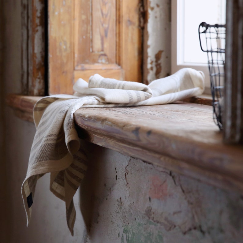 Linen tea towel. Washed linen kitchen towel. Guest, hand towel. Natural dish towel. Heavy weight linen. Set of 2 dishcloth. Very Absorbent image 6
