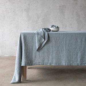 Stone Washed Linen tablecloth in Various colours. Any size no seams table linen. Round, square, rectangle linen tablecloth.