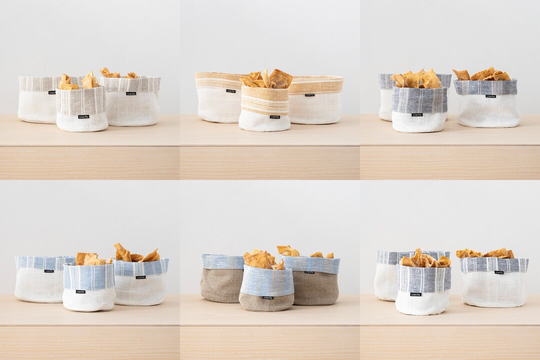 Linen Fabric Bread Basket Organic Food Storage Plant Pot Etsy