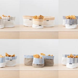Linen fabric bread basket, Organic food storage, Plant pot linen bag, Cloth bread basket, Table decor, Linen gift, Christmas gift.