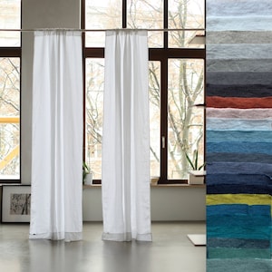 Rod Pocket Linen Curtain Panel, Various Colours. Semi-sheer window, door or shower curtain. Washed European linen. Custom size available