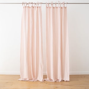 Rosa Linen Curtain Panel with Ties, Prewashed * Semi-Sheer * 100% European linen * Curtain for window or doors * Custom size available