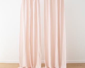 Rosa Linen Curtain Panel with Ties, Prewashed * Semi-Sheer * 100% European linen * Curtain for window or doors * Custom size available