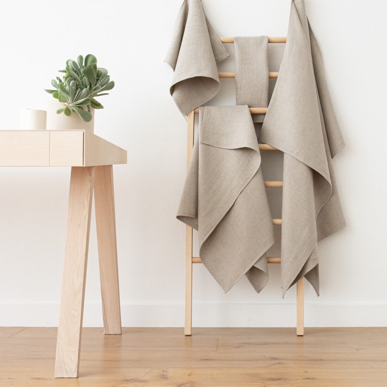 Heavy Weight Linen Bath Towels in Natural Towel Set Bath Etsy