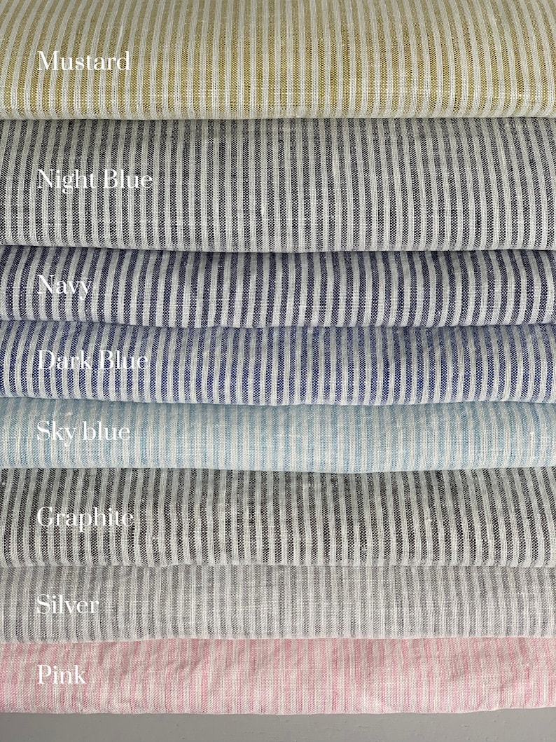 Striped Linen Fabric by the Yard or Meter. 165 Gr Width 150 Etsy