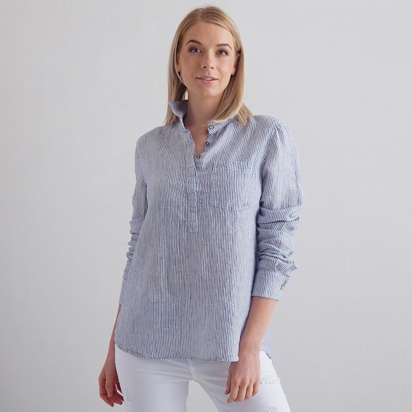 Stripe Linen Shirt Etsy